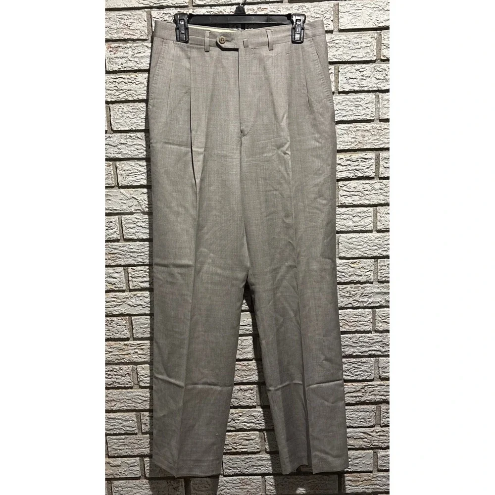Ermenegildo Zegna Mens Gray Lana Wool Pleated Dress Pants Trousers Size 32
